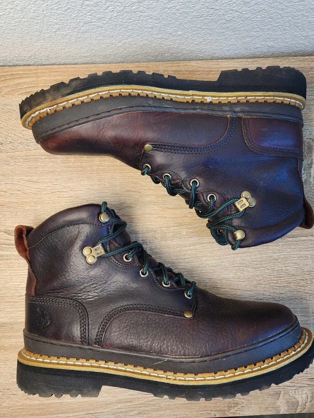 GEORGIA BOOT Georgia Giant Brown Leather Lace Up 6